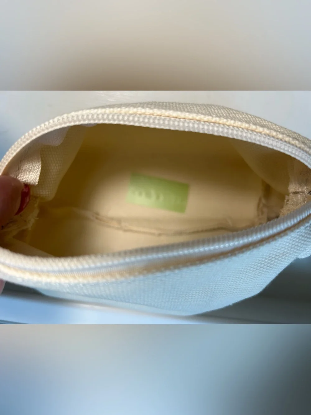 NWT🌷Anthropologie Cream Canvas Tote with Brown Trim and Gold Lock Hardware